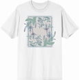 thumbnail image 3 of Fuschia Flowers Adult White Crew Neck Short Sleee Tee-Large, 3 of 4