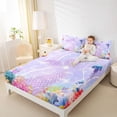 thumbnail image 4 of Castle Fairy Cute Mermaid 4 Pieces Queen Sheet Sets for Kids Teens Girls,Ocean Marine Princess Ultra Soft Flat Sheet,Sea Theme Queen Fitted Sheet,Breathable Home Decor, 4 of 7