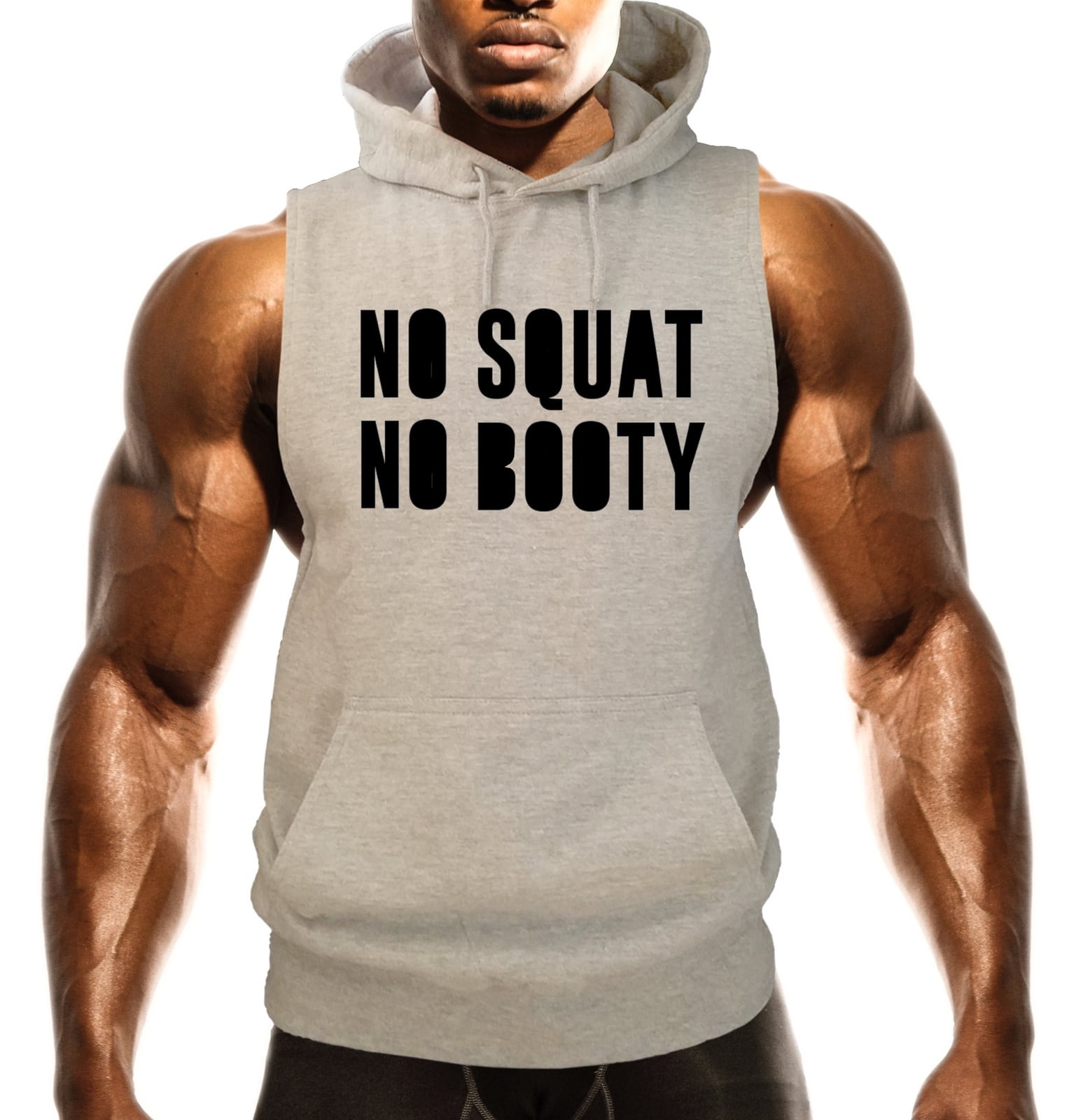 Mens No Squat No Booty V443 Sleeveless Vest Hoodie