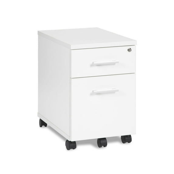 OFM CL-MBF-WHT Fulcrum Series Locking Pedestal, Mobile 2-Drawer Filing Cabinet, White