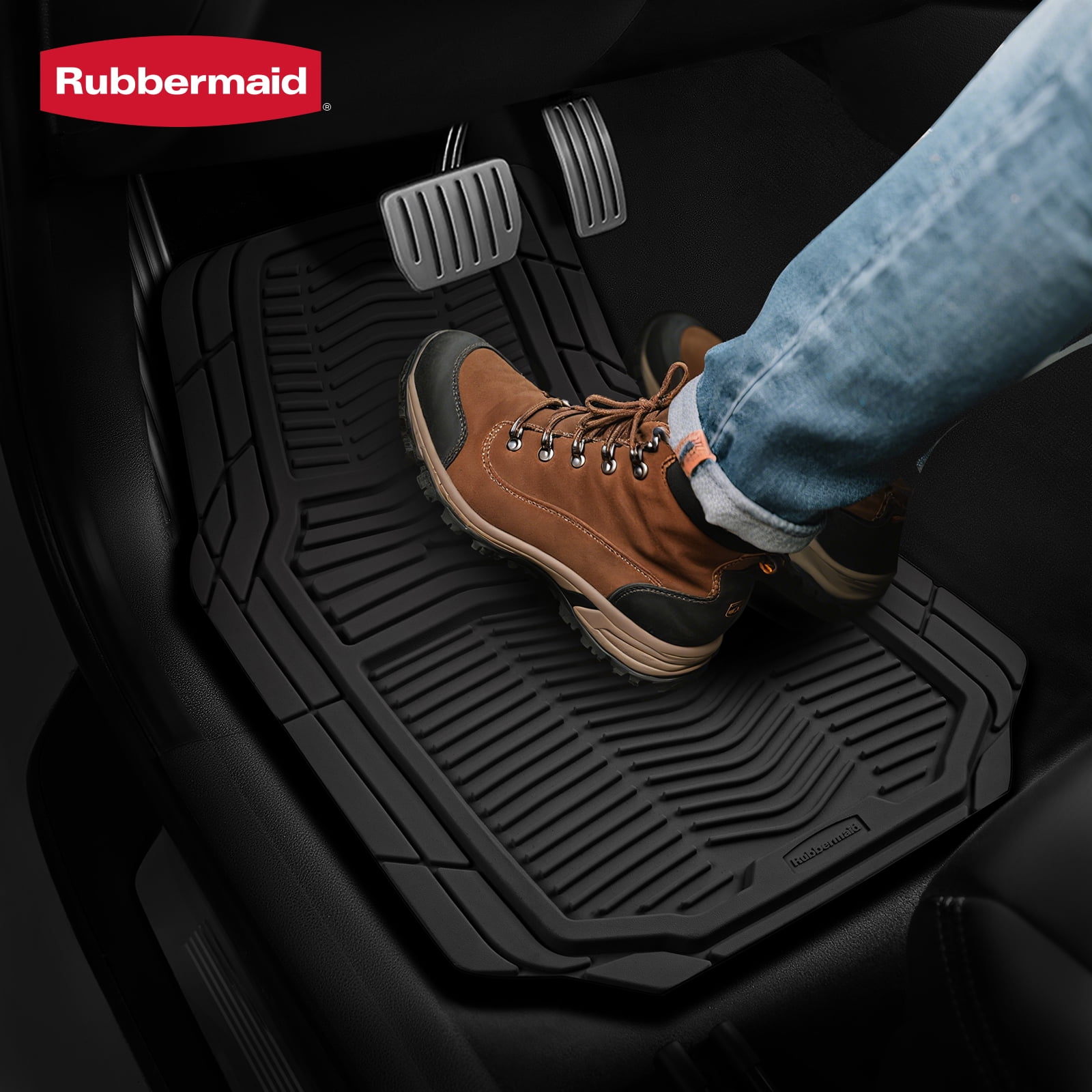 Rubbermaid Car Floor Mats,Heavy Rubber Car  Mats Set, Non-Slip,  Easy to Clean, Universal Fit for Cars, Trucks & SUVs, Black
