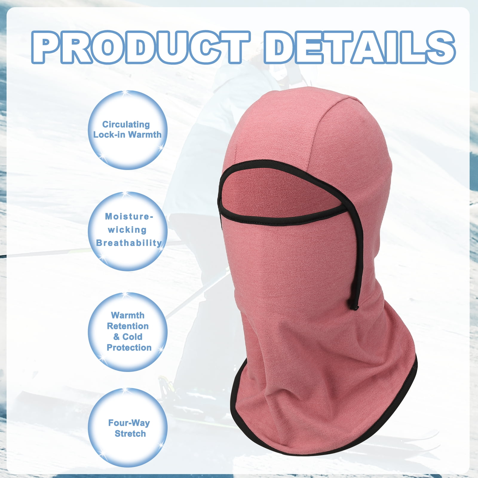 Uxcell Warm Balaclava Ski Mask, Ski Balaclava Winter Mask Full Face Windproof Cold Weather Gear, Polyester& Spandex& 2Pcs& Rose Red -Fitting for (Men/Women/Outdoor/Skiing/Cycling)