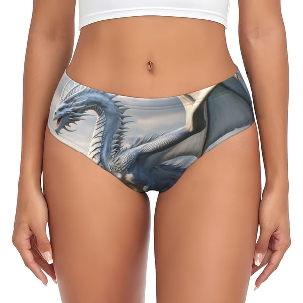 Fotbe Mountain White Dragon Calzones Estampados para Mujer – Ropa Interior de Algodón, Cómoda, Suave y Elástica-X-Small