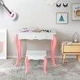 thumbnail image 5 of Kids Vanity Princess Makeup Dressing Table Stool Set with Mirror and Drawer-White, 5 of 5