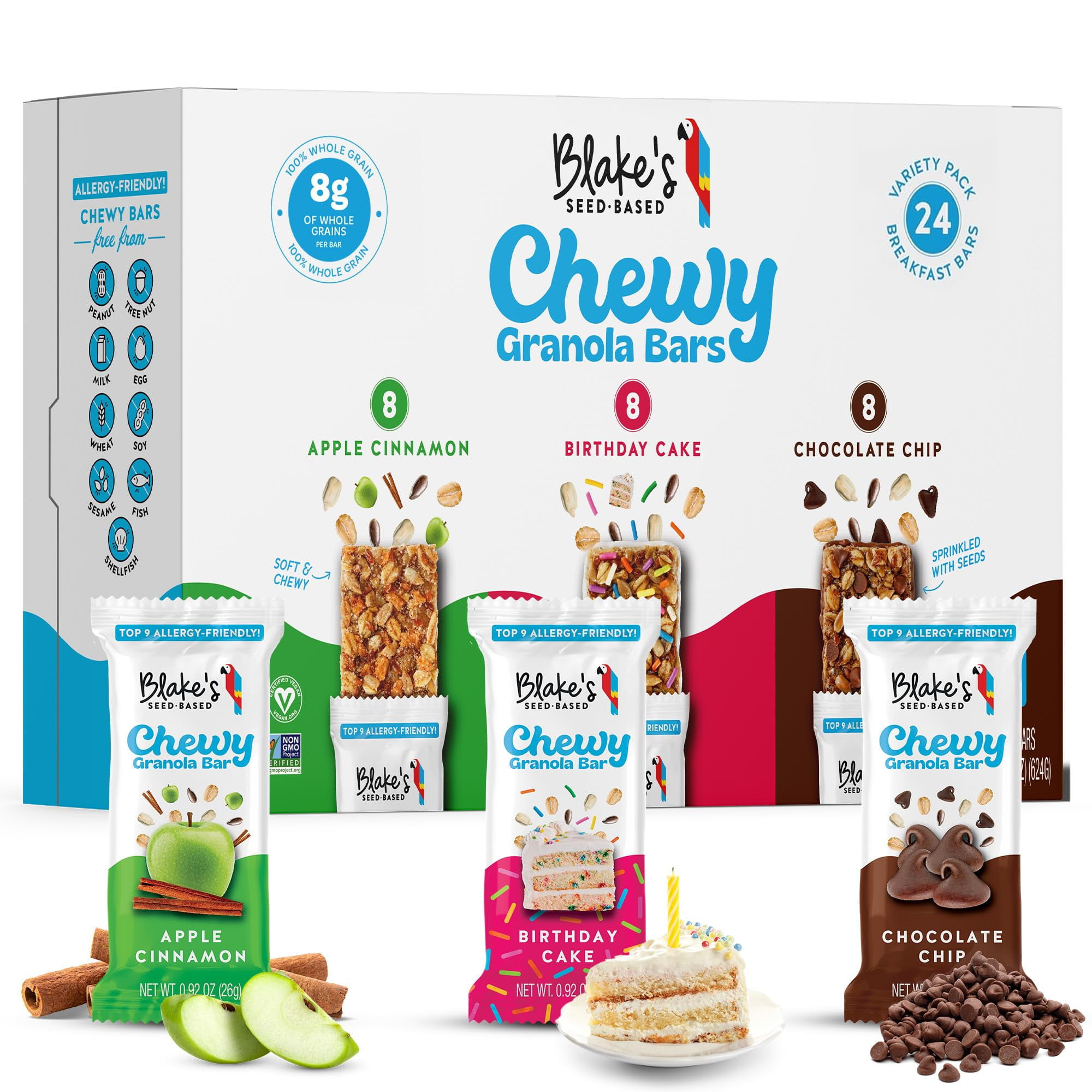 Blake’s Seed Based Chewy YPF5&nbsp;Granola Bars - Variety Pack (24 Count), Vegan, Gluten Free, Nut Free & Dairy Free, Healthy Snacks for Kids or Adults, School Safe, Low Calorie Soy Free Snack