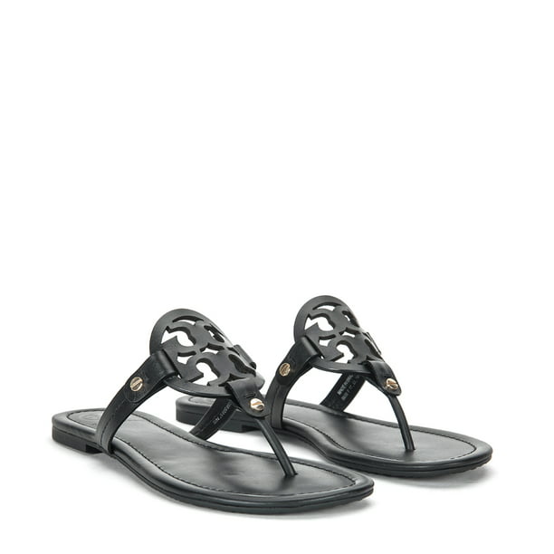 Tory Burch black leather sandals with studs 