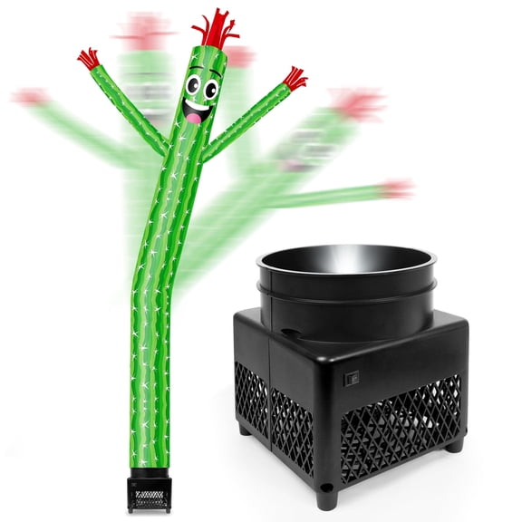 6FT Cactus Inflatable Tube Man with Weather-Resistant Blower (5.5'' Diameter) and Built-in LED - Wacky Waving Dancing Guy for Business Advertising Promotion
