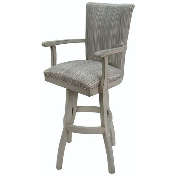 Tobias Designs 34" Swivel Wood Extra Tall Bar Stool with Arms in Natural Fun