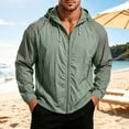 thumbnail image 6 of Men's Color Block Hooded Sun Protection Jacket, Lightweight Breathable Full Zip Up Windbreaker with Zipper Pockets, Casual Outdoor Hiking Travel UV Coat for Men S-3XL, 6 of 8