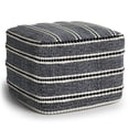 thumbnail image 1 of Simpli Home Corrie 18" Wide Boho Square Pouf in Navy & White Woven PET Polyester, 1 of 7