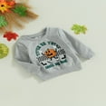 thumbnail image 3 of Bébé Fille Garçon Halloween Tenue Citrouille Lettre Col Rond Pull Pull Vêtements d'Automne, 3 of 7
