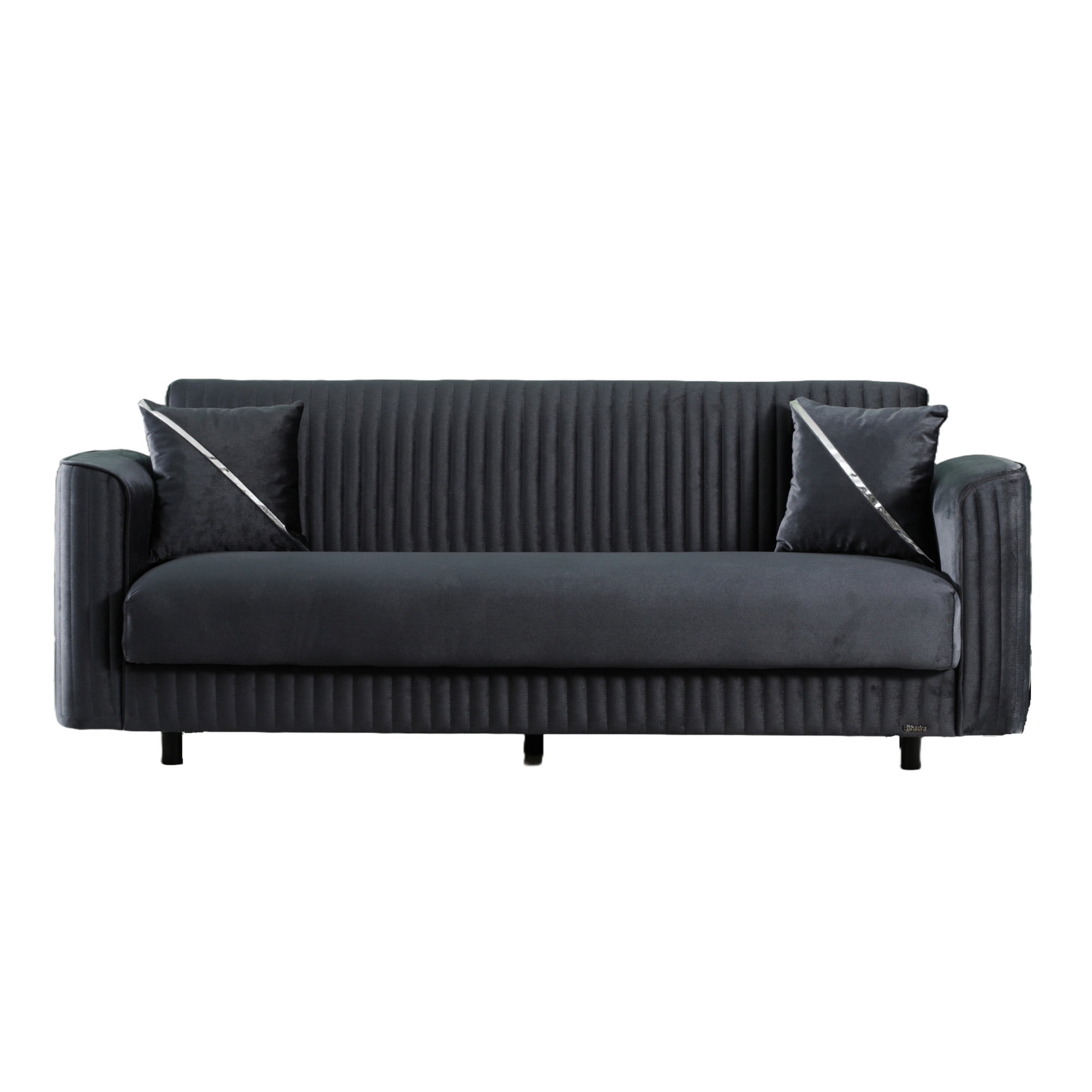 Ottomanson 90" Convertible Sofa Couch for Living Room, Microfiber Modern Sofa Bed with Storage, Gray