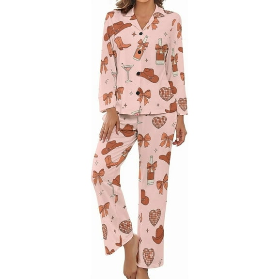 Top-kevin Women's Pajama Sets Leopard Floral Pattern Long Sleeve Lounge Sets Pjs Sleepwear with Pockets