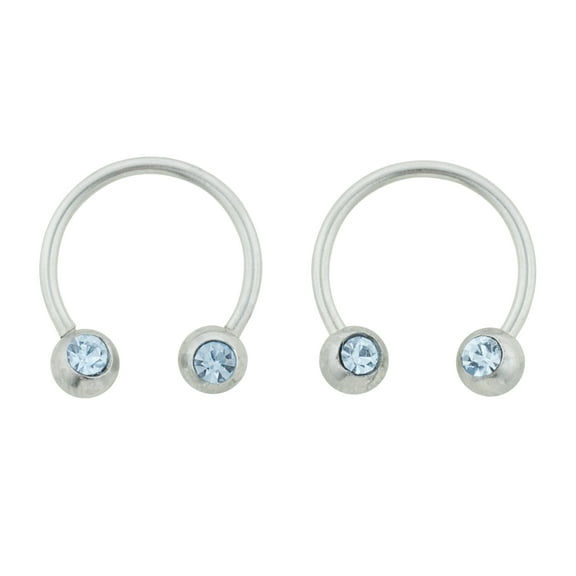 Body Jewelry Women’s 20G Light Blue Crystal Horseshoe Body Jewelry, 2-Pack