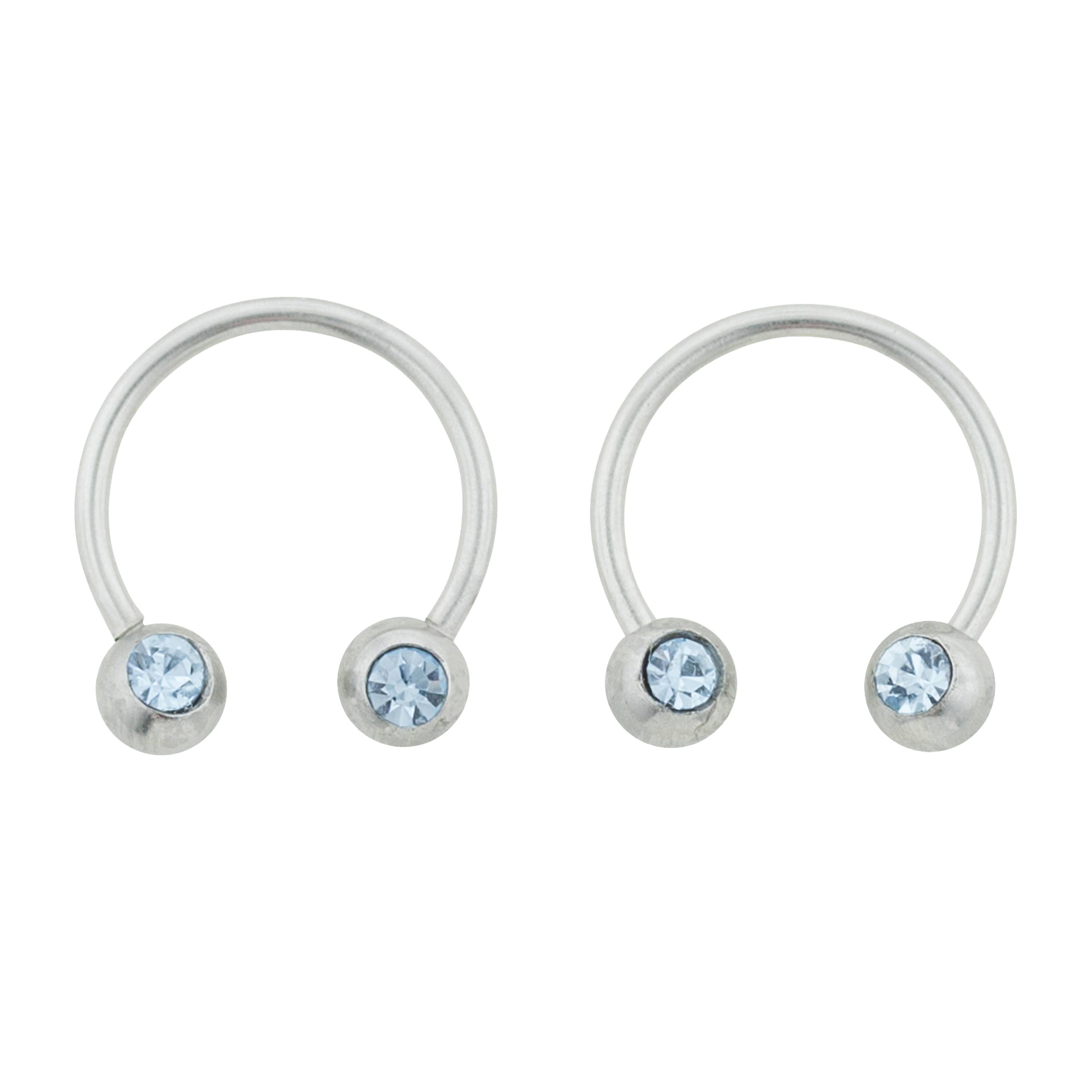 Body Jewelry Women’s 20G Light Blue Crystal Horseshoe Body Jewelry, 2-Pack