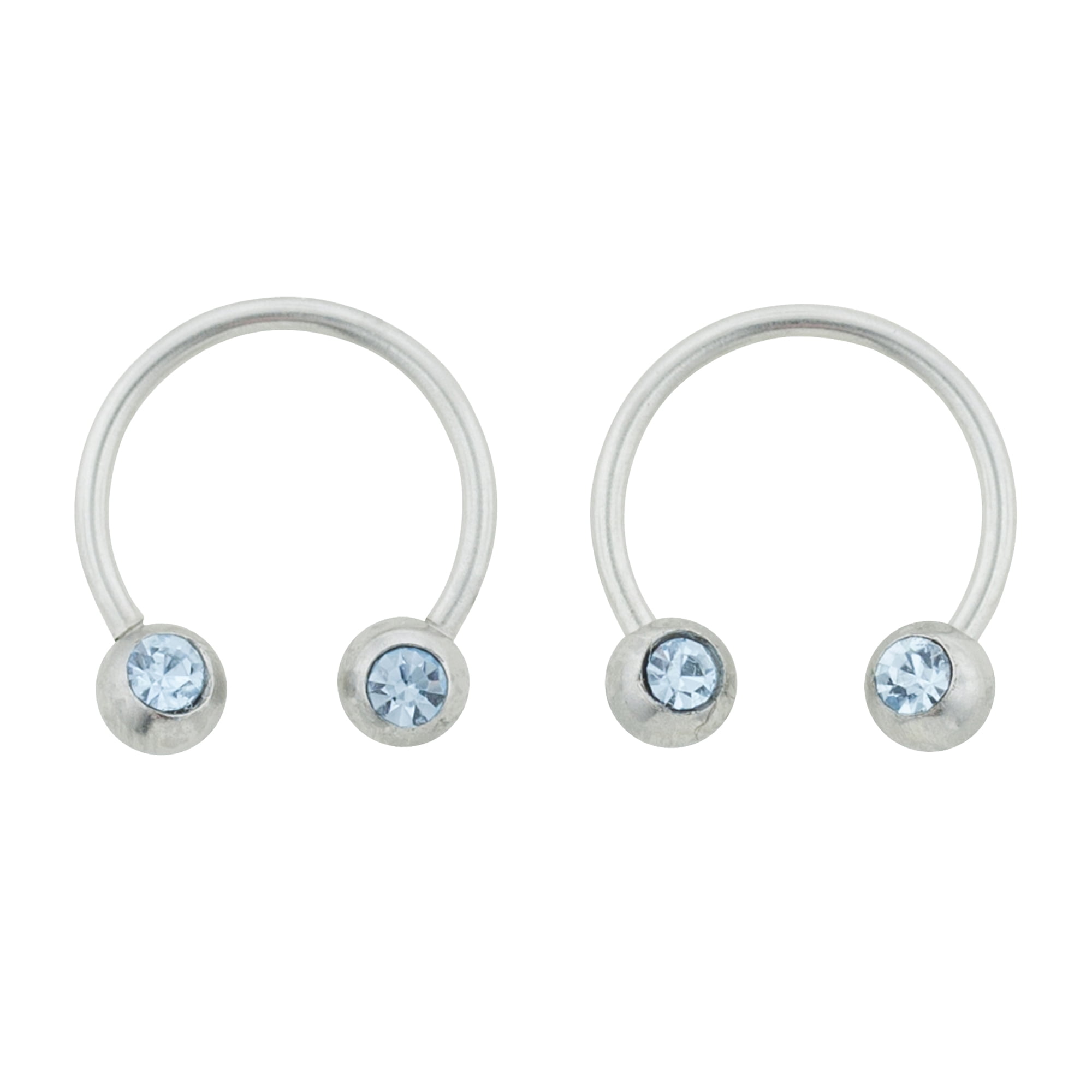 Women’s 20G Light Blue Crystal Horseshoe Body Jewelry Set, 2-Pack