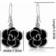 thumbnail image 3 of Rose Gold Plated Black Rose Flower Dangle Drop Earrings Fashion Jewelry for Women, 3 of 4