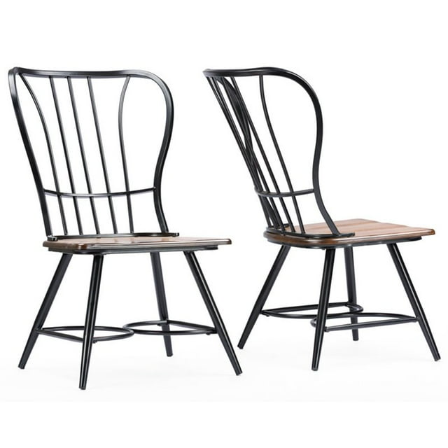 Baxton Studio Chaise de Salle à Manger Longford Windsor en Noir (Ensemble de 2)