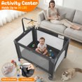 thumbnail image 3 of Vomeast Baby Playard,Portable Baby Bassinet Pack and Play with Mattress and Toy Bar,Foldable Bassinet Crib,0-5 Months,Black, 3 of 13