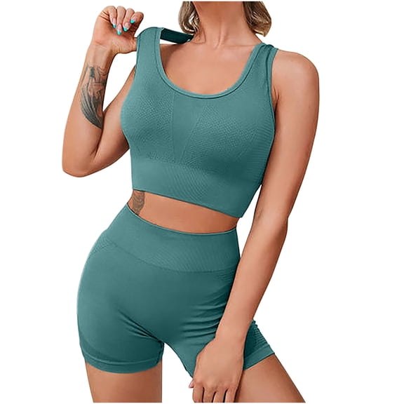 Fashion 2 Piece Sets for Women,Women’s 2 Piece Workout Set Sports Bra Tank Top with Built-in Pads & High Waist Shorts Yoga Outfit My Items
