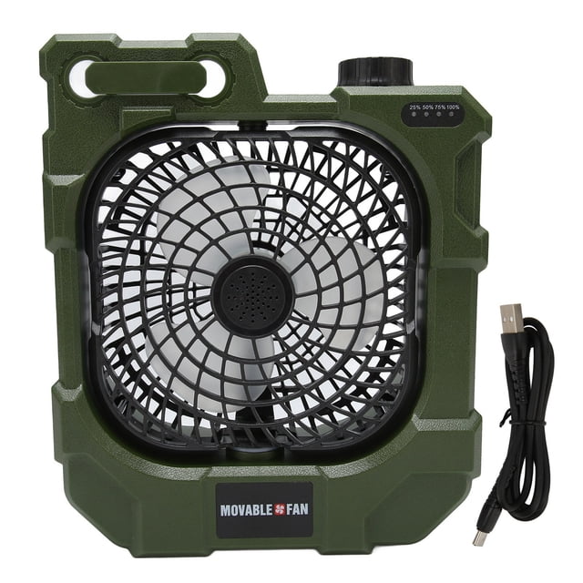 Ventilador de Camping recargable portátil súper silencioso ventilador de refrigeración USB de rotación automática de 270 grados con luces LED para exteriores