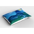 thumbnail image 2 of Ambesonne Cartoon Pillow Sham 2 Pack, Lonely Castle, 30"x20", Pale Yellow Jade Green, 2 of 3