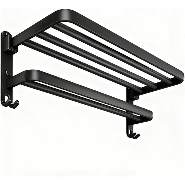 Toalleros de Acero Inoxidable, Toallero Plegable de Pared, Estantería de Almacenamiento con Ganchos para Baño Cocina Hotel