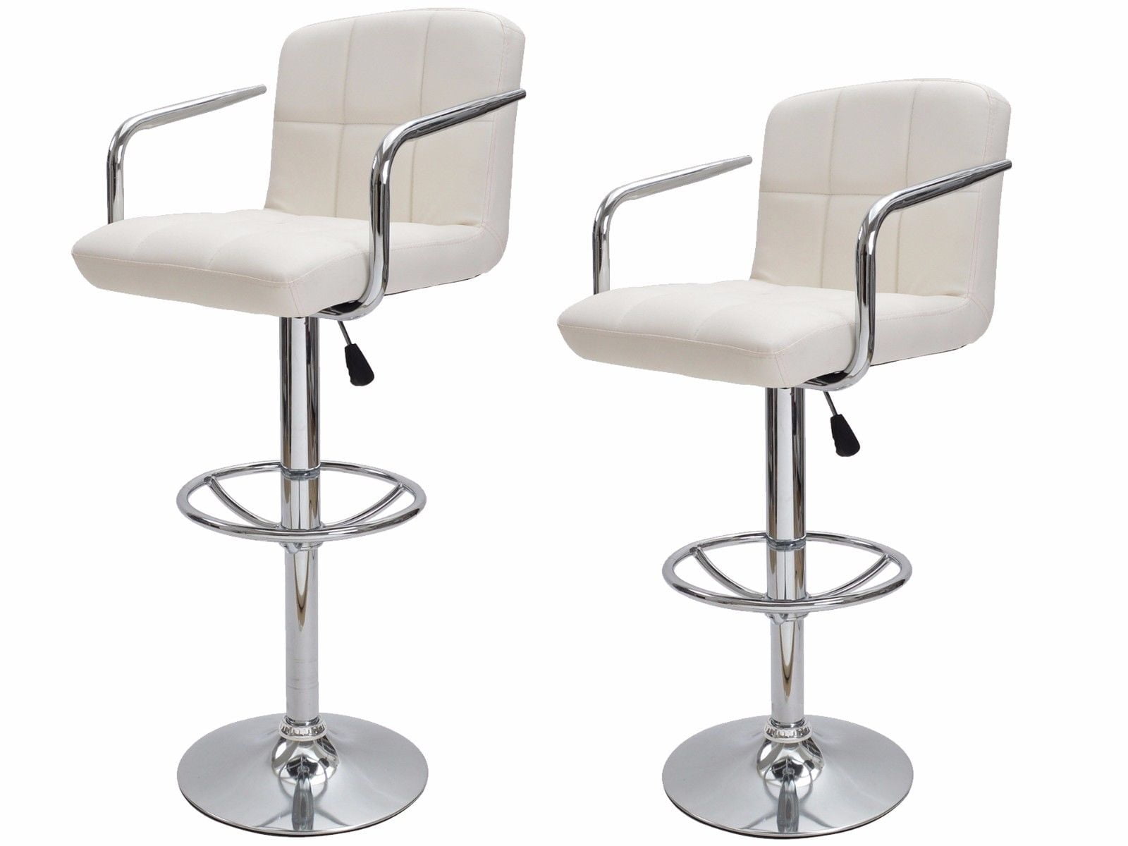 TMS 2 White Synthetic Leather Modern Design Adjustable Swivel Barstools Hydraulic Bar Stool