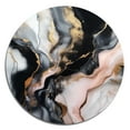 thumbnail image 2 of Designart "Textured Marble with Black and Gold Splash" Abstract Marble Metal Round Wall Decor, 2 of 5