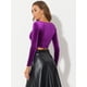 thumbnail image 4 of Disfraz de Halloween top corto de terciopelo con hombros descubiertos Allegra K Morado oscuro XL, 4 of 5