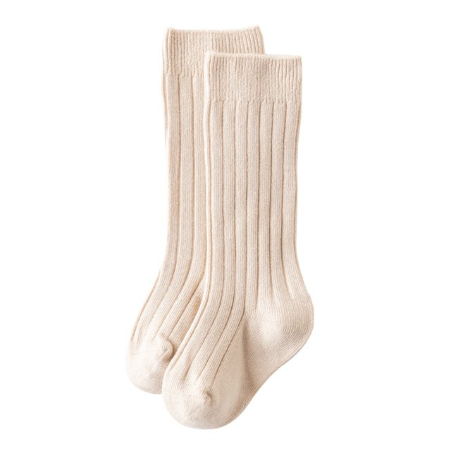 SAYOO Toddler Baby Medium Tube Socks, Solid Color Ribbed Knit Knee High Socks Seamless Uniform Stockings(0-3 Years)