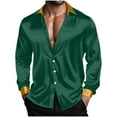 thumbnail image 4 of Betivan Men's Luxury Satin Dress Shirt Shiny Embroidery Silk Long Sleeve Button Up Shirts Prom Wedding Party Dancing Shirt, 4 of 8
