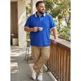 thumbnail image 5 of DARING DIVA Men's Big Tall Contrast Color Short Sleeve Button Down Polo 3XL Royal Blue, 5 of 7