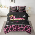 thumbnail image 2 of Castle Fairy Teens Queen Crown Twin Bedding Sets 7-Piece,Bling Butterflies Cheetah Print Bedding Comforter Set Microfiber,Black Pink Breathable Sheet Sets,Breathable Home Decor,Reversible, 2 of 8