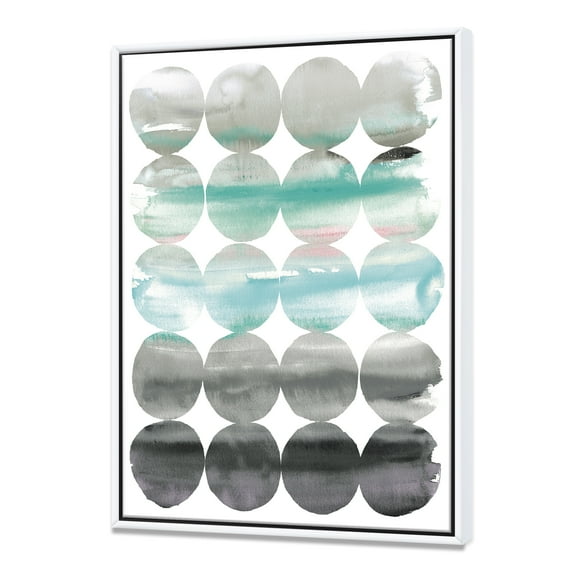Designart ' geometric Neutral Glue Circles ' Transitional Framed Canvas