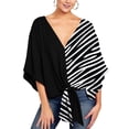 thumbnail image 5 of Women's Floral V Neck Tie Knot Front Blouses Bat Wing Half Sleeve Chiffon Tops Shirts, 5 of 6
