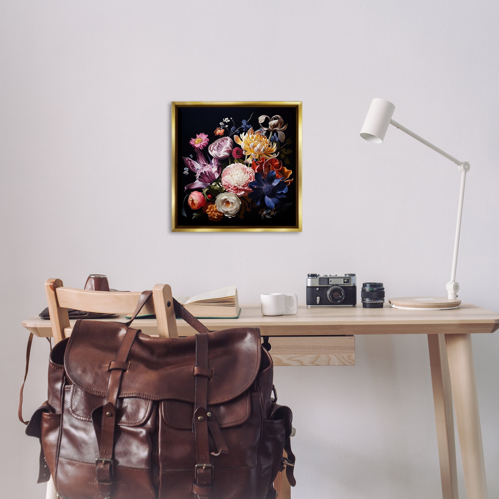 Stupell Industries Vintage Botanical Life Plants & Flowers Painting Gold Floater Framed Canvas Art Print Wall Art, 25 x 25