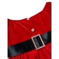 thumbnail image 6 of Toddler Baby Girl Christmas Outfit Velvet Flannel Long Sleeve Santa A-line Dress Xmas Clothes Set, 6 of 9