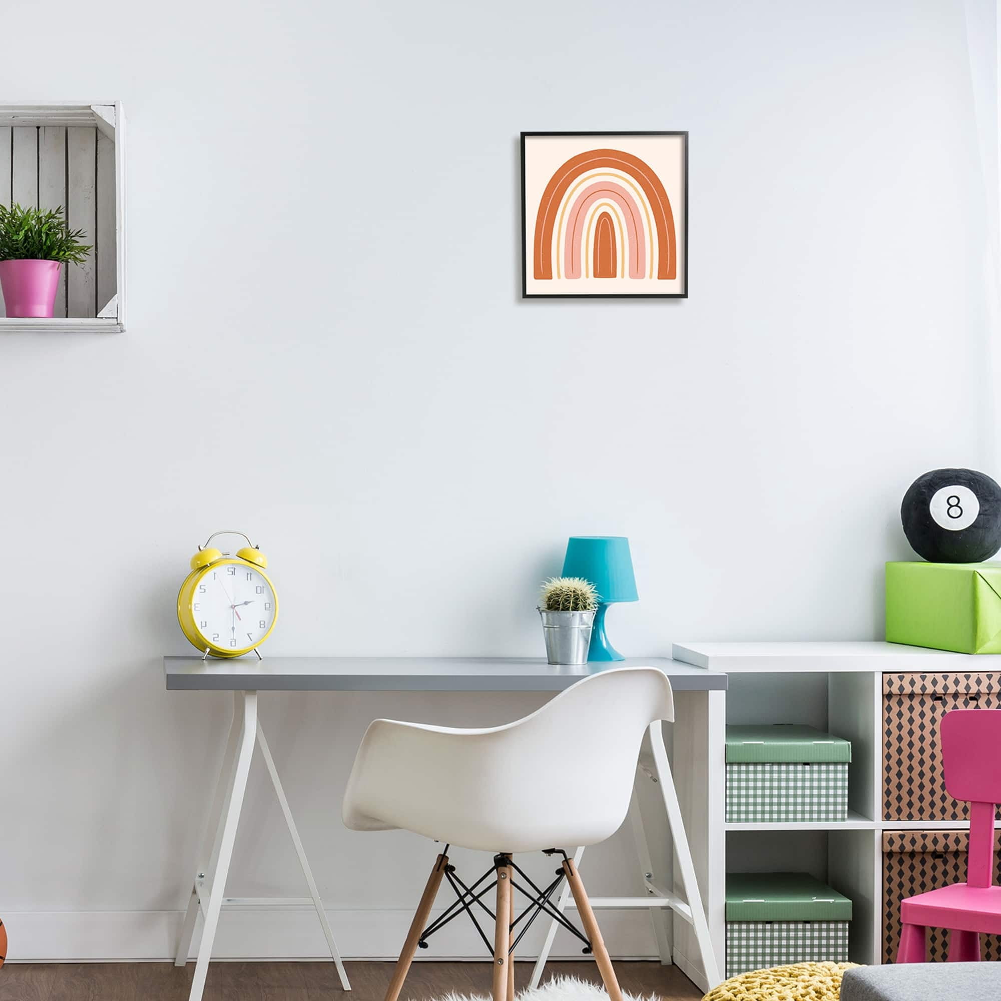 Stupell Industries Casual Striped Red Rainbow Yellow Line Accents Framed Wall Art, 12 x 12, Design by Jalynn Heerdt