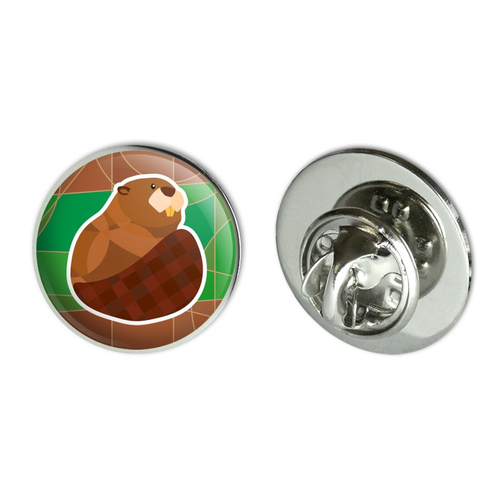 Beaver with Plaid Tail Metal 0.75" Lapel Hat Pin Tie Tack Pinback ...