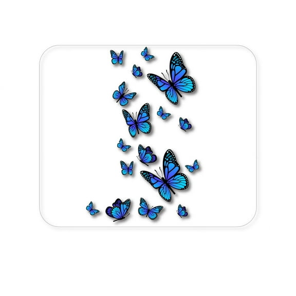 DistinctInk Mouse Pad - 1/4" Foam Rubber - Blue Butterflies Butterfly