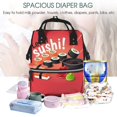 thumbnail image 5 of Xecao Sushi print Large Capacity Nappy Bag is a multi-functional waterproof travel backpack, perfect as a nursing bag or mummy backpack for women, 5 of 6