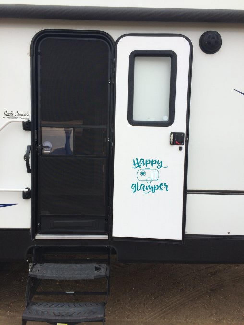 RV Camper Wall Art Decor Happy Glamper Vintage Vinyl Decals Sticker