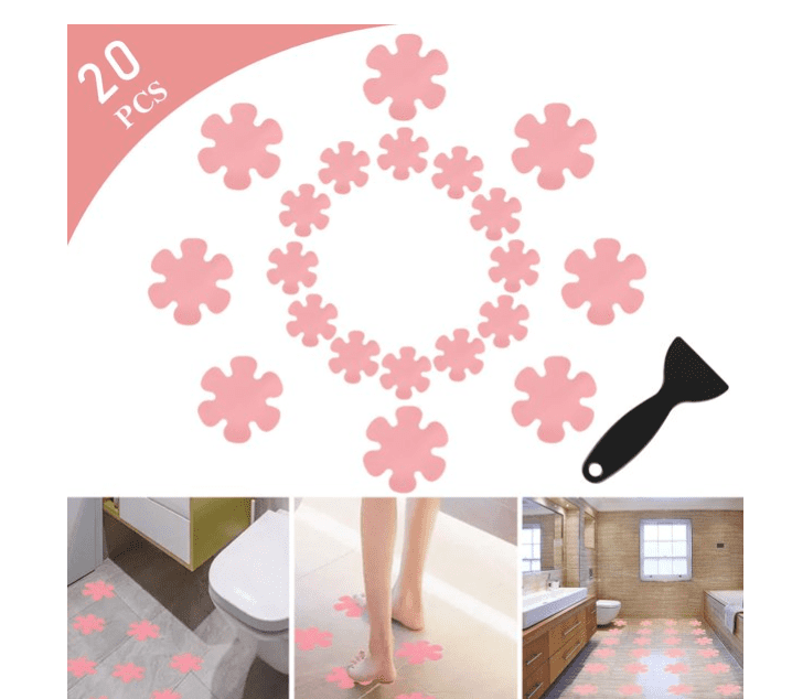 20 Pcs Safety Flower Treads Non-Slip Applique Sticker Pads Bath Tub&Shower Decal 