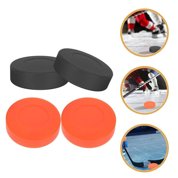 LOLIPPYY 4-Pack Multi-Functional Ice Hockey Pucks Made of PVC for Smooth Sliding on Various