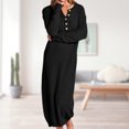 thumbnail image 3 of Vestido Maxi Suéter Vestido largo de otoño para mujer Vestido de manga larga con cuello redondo Traje de vacaciones de color sólido Kuymtek Negro S para Mujer, 3 of 6
