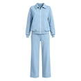 thumbnail image 6 of Tracksuits for Women Set Solid Color Zip Up Stand Collar Jacket and Wide Leg Pants with Pockets for Gym Workouts and Athletic Sports, 6 of 8