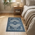 thumbnail image 3 of ODIKA 2'x3' Washable Doormat Farmhouse Abstract Geometric Bordered Mosaic Contemporary Navy for Entryway, Kitchen, Laundry Room, Non-Slip, Low Pile, 3 of 7