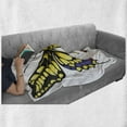thumbnail image 6 of Swallowtail Butterfly Soft Flannel Fleece Throw Blanket, Big Yellow Machaon Butterfly Illustration Papilio Fauna, Cozy Plush for Indoor and Outdoor Use, 50" x 60", Yellow Black Purple, by Ambesonne, 6 of 6