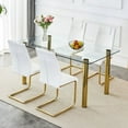 thumbnail image 3 of JHOOTUUO 1 table with 6 chairs  transparent tempered glass tabletop  thickness of 0.3 feet  golden metal legs  paired with plastic armless crystal chair  gold-plated metal legs. T-003 TW-, 3 of 27